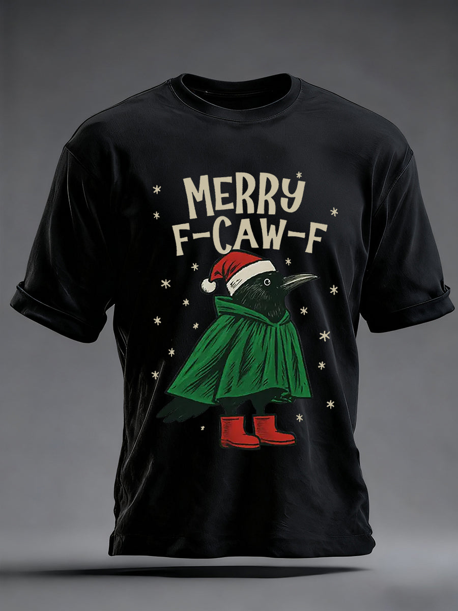 Men's Merry F-Caw-F Christmas Printed Unisex Oversized T-shirt
