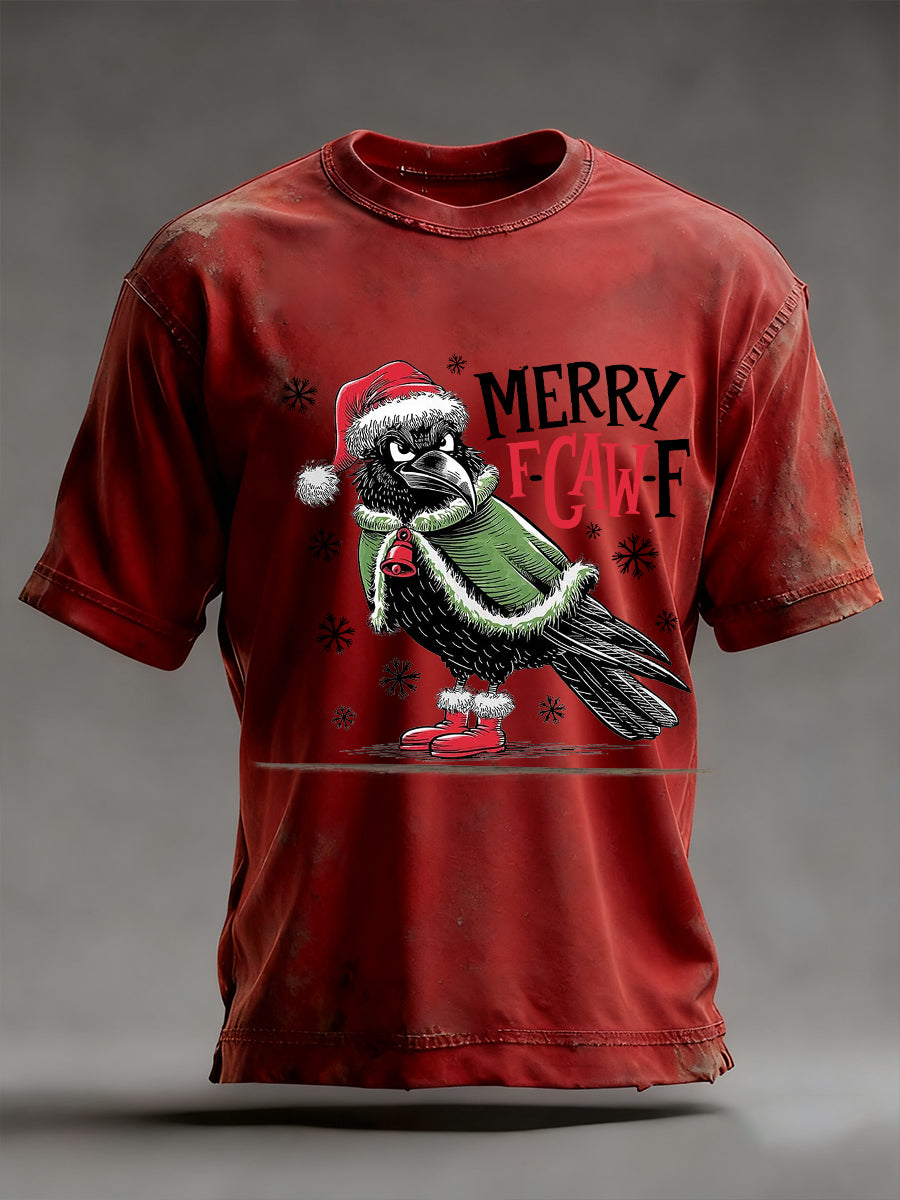 Men's Merry F-Caw-F Christmas Printed Unisex Oversized T-shirt