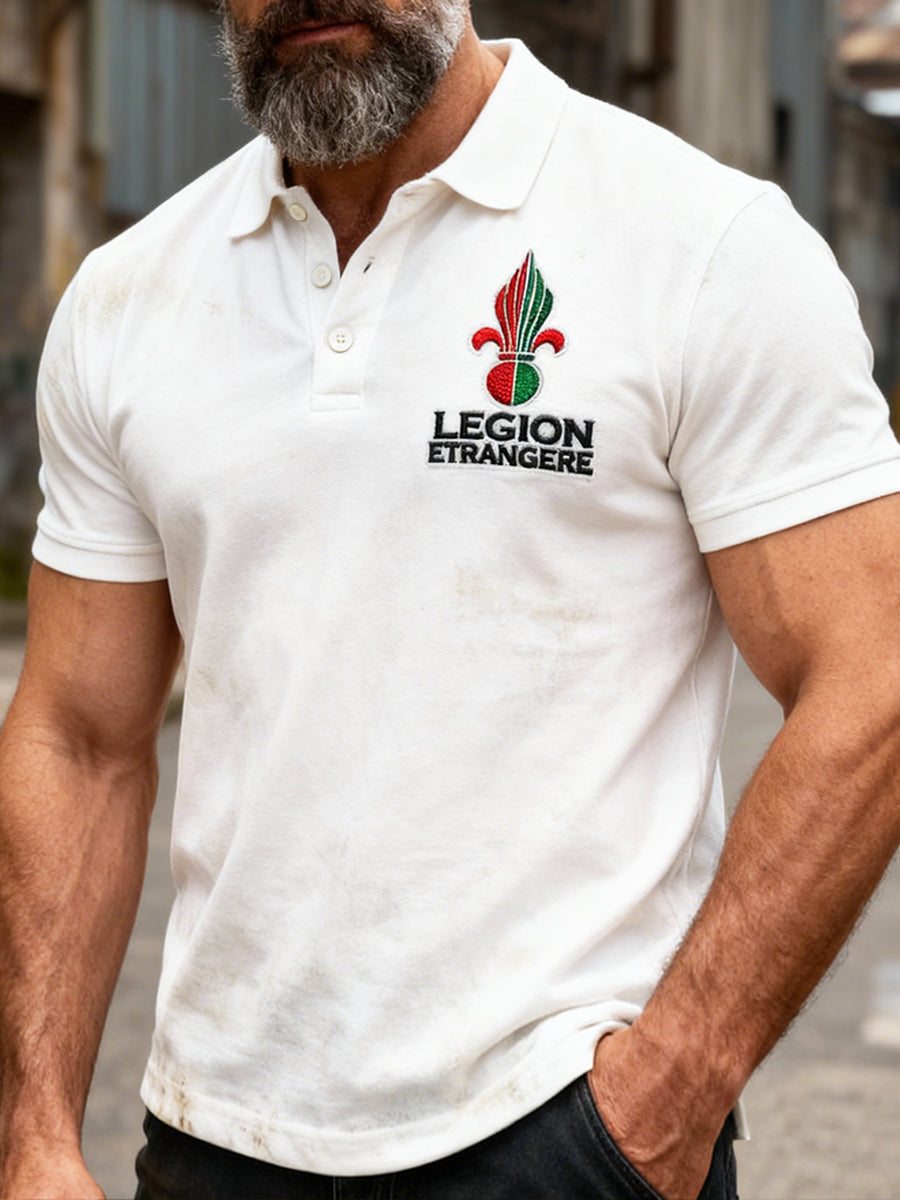 Retro Français Légion étrangère Badge Casual Art Polo