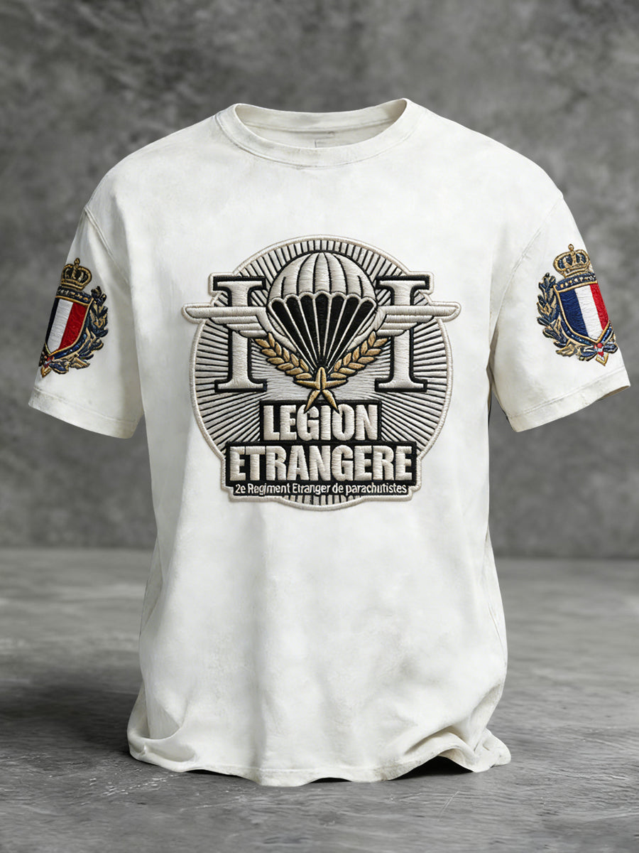 Rétro Légion étrangère française Parachutiste Drapeau Emblème T-shirt décontracté