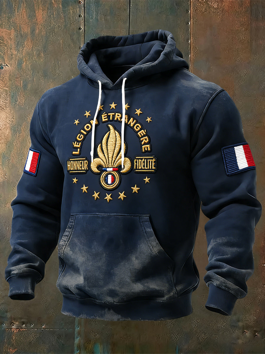 Sweat à capuche décontracté rétro emblème de la Légion étrangère française