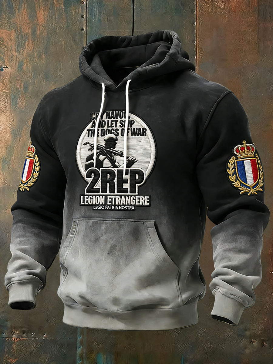 Rétro Légion étrangère française Parachutiste Badge Gradient Casual Hoodie