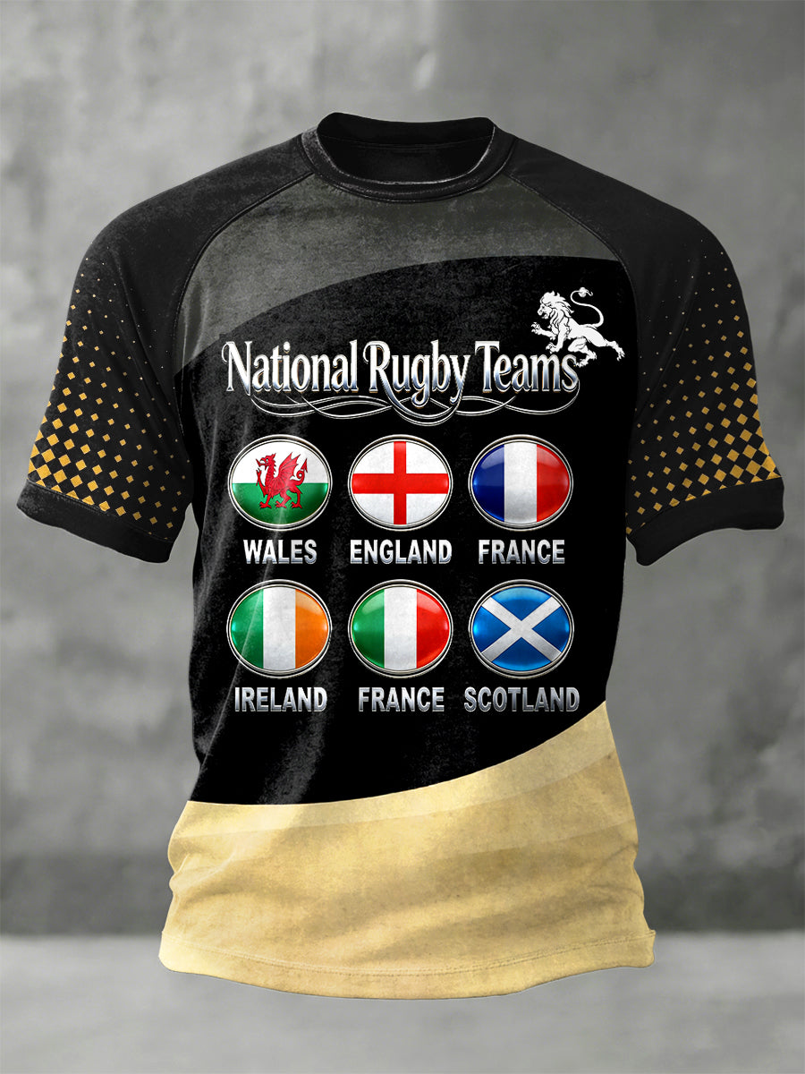 T-shirt décontracté imprimé Six Nations Rugby Championship pour homme