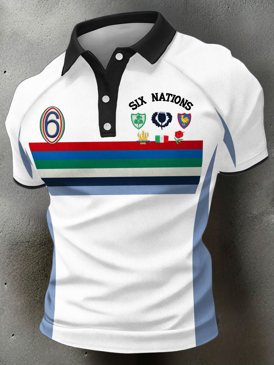 Hauts décontractés imprimés Rugby Art 6 Nations pour hommes