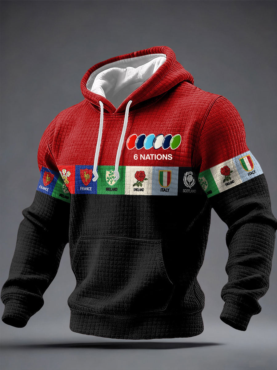 Sweat à capuche imprimé 6 Nations Rugby Lover Homme