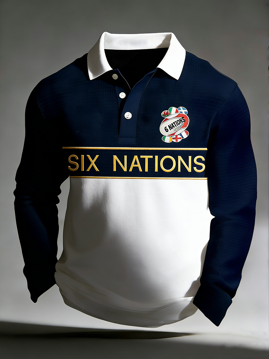 Chemise manches longues imprimée Six Nations Rugby Homme