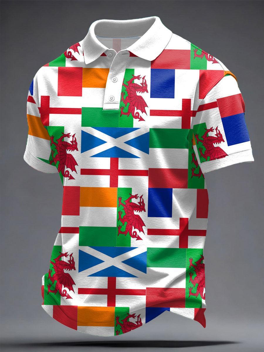 Hommes 6 Nations Rugby Lover Imprimé Casual Tops