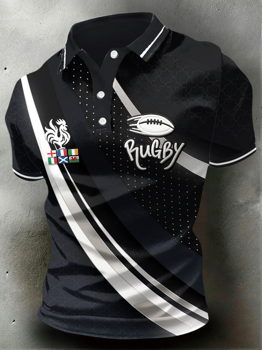 Polo de sport imprimé des Six Nations de rugby français pour homme Jersey