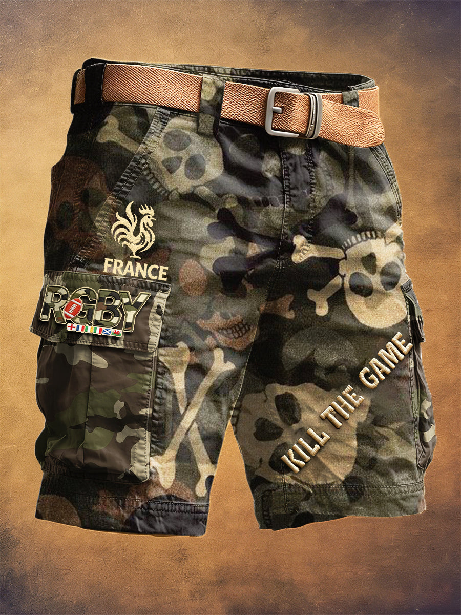 Short de travail décontracté pour homme French Rugby Six Nations Camouflage Print