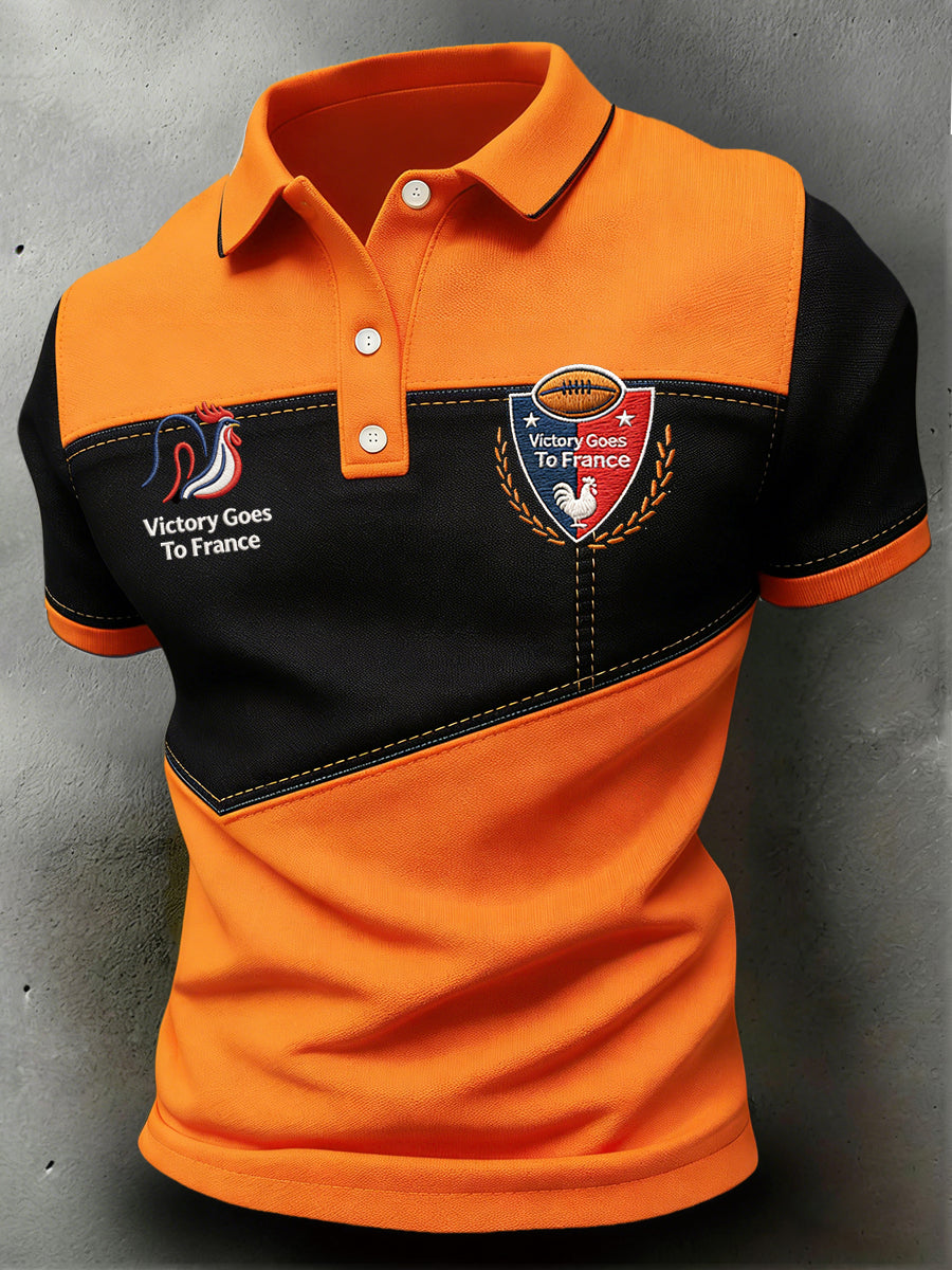 Polo décontracté pour homme, motif patchwork, Tournoi des Six Nations de rugby