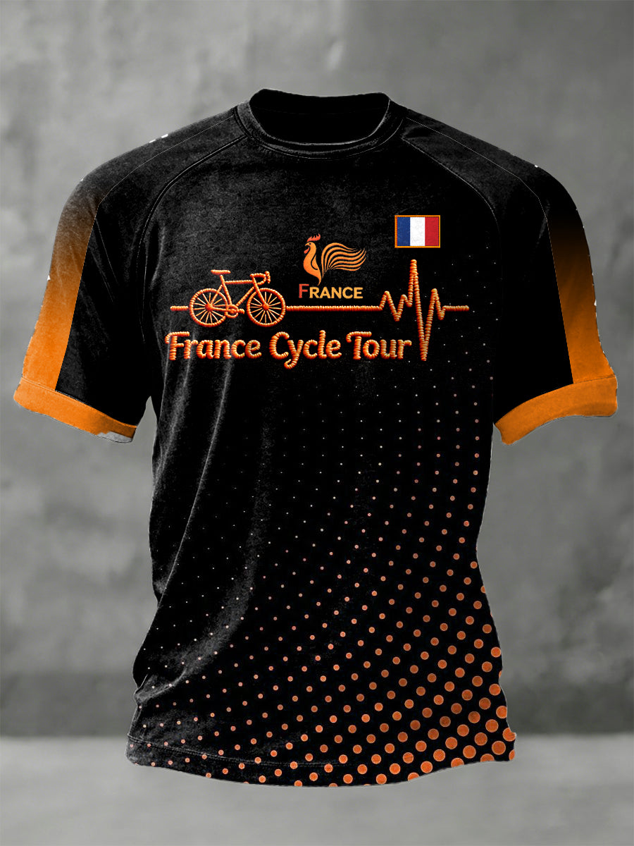 T-shirt de sport à imprimé cyclisme du Tour de France pour hommes