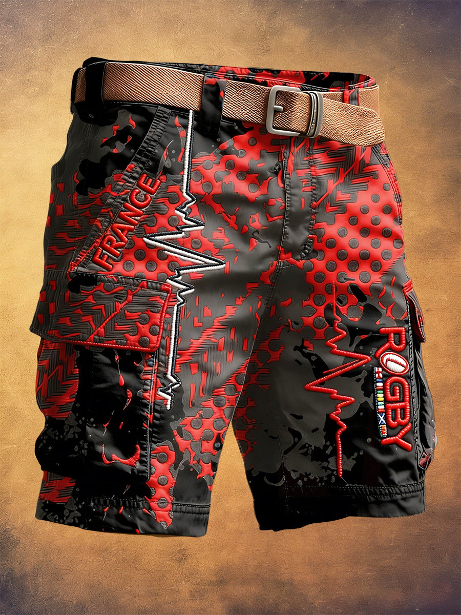 Hommes Français Rugby Six Nations Imprimer Mode Workwear Shorts