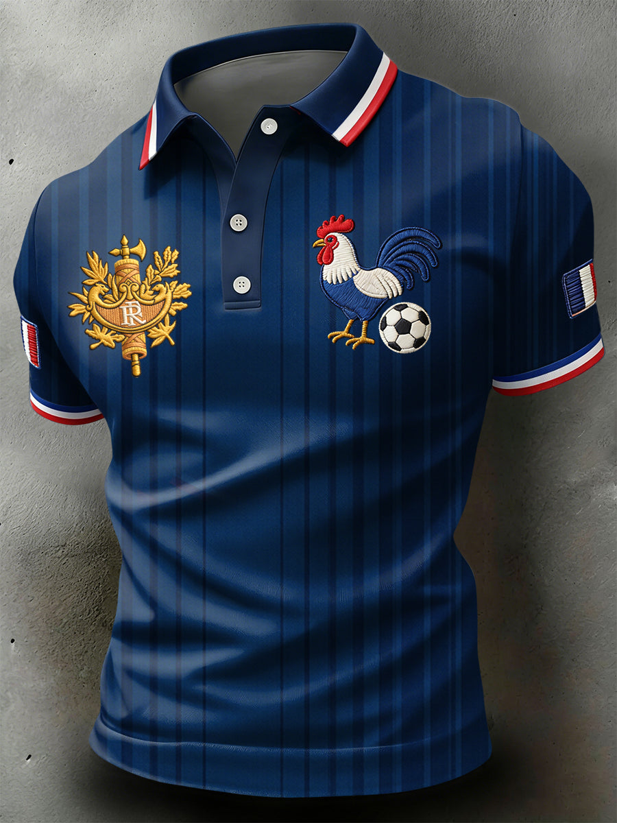 Polo décontracté rétro français Soccer Crest
