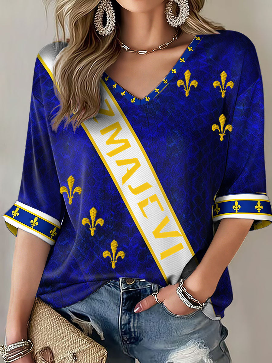 T-shirt imprimé pour femmes Bosnia ZMAJEVI, motif amoureux du football