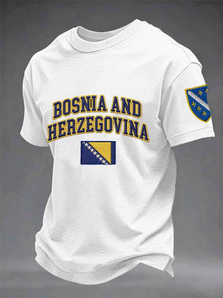 T-shirt à manches courtes en coton imitation imprimé pour homme Bosnia ZMAJEVI Football Lover