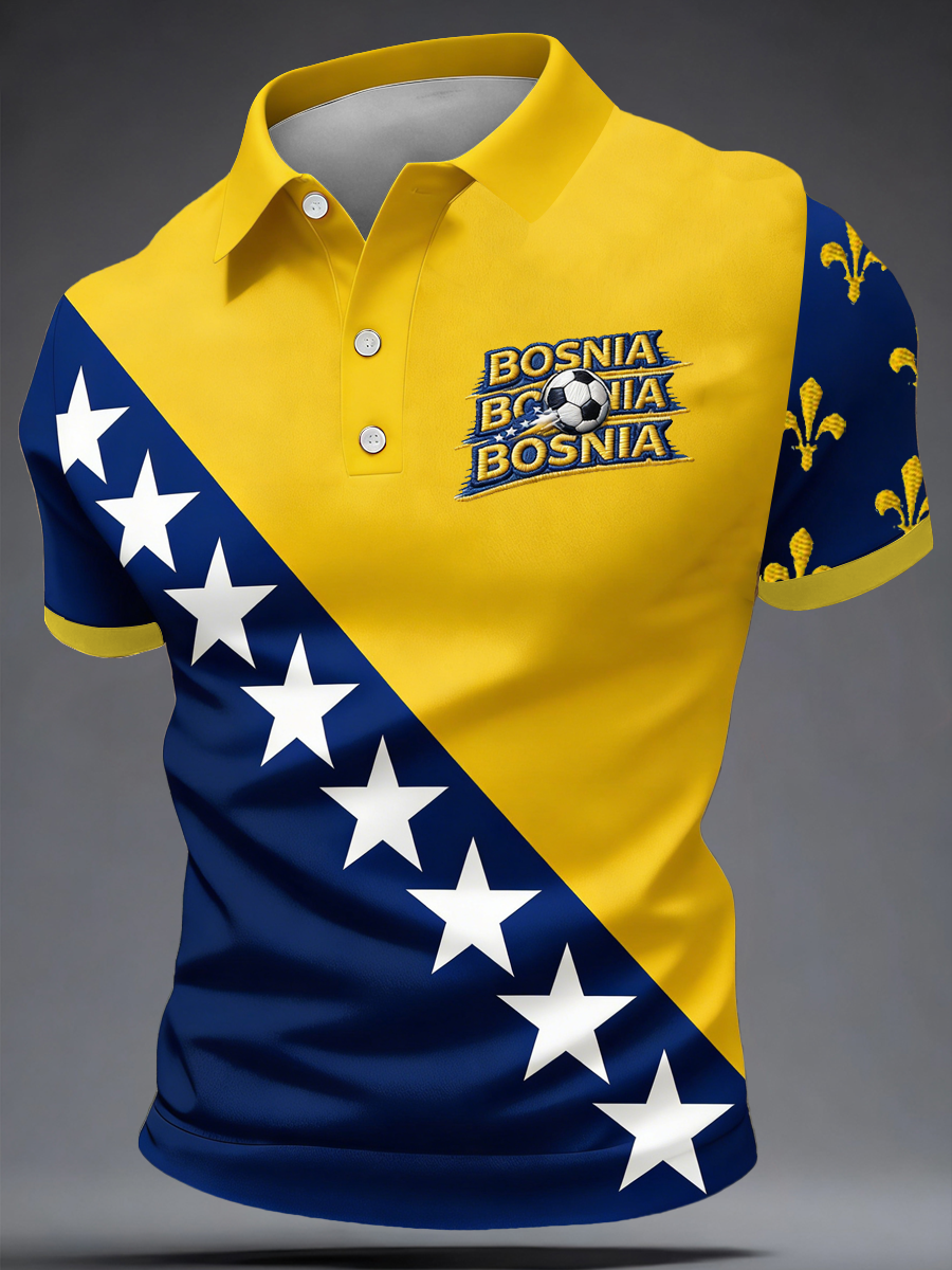 Polo imprimé pour hommes, motif Bosnia ZMAJEVI, pour les amateurs de football