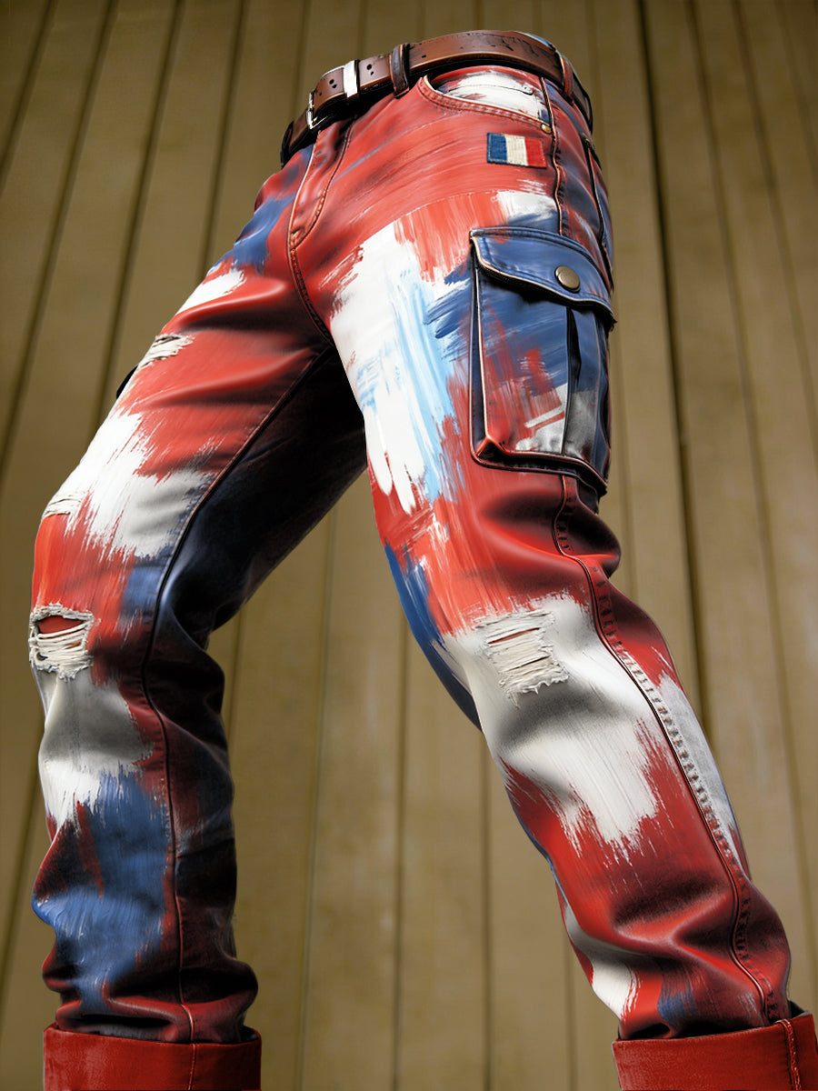 Pantalon de travail décontracté pour homme, en français, à imprimé graffiti coloré