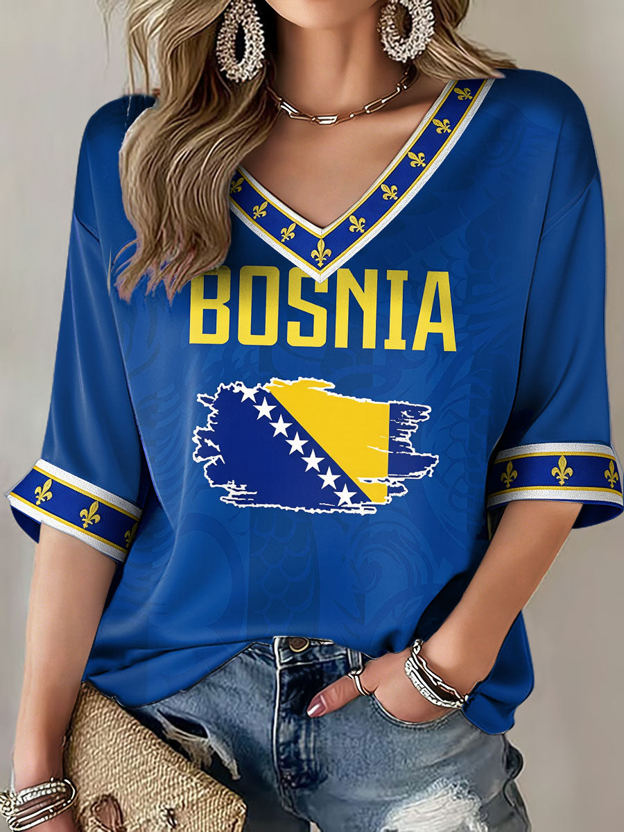 T-shirt imprimé pour femmes Bosnia Football Lover ZMAJEVI
