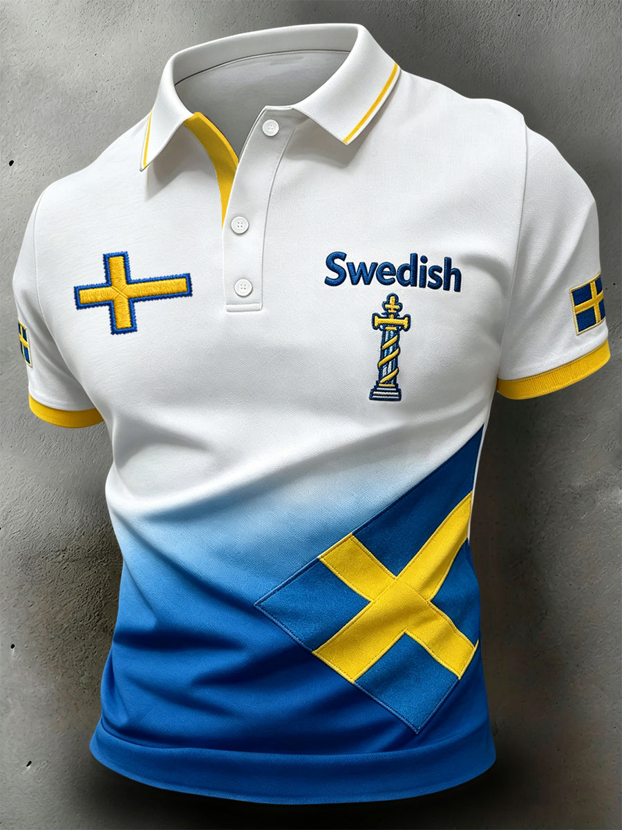 Polo rétro suédois de la Saint-Jean en dégradé d’art