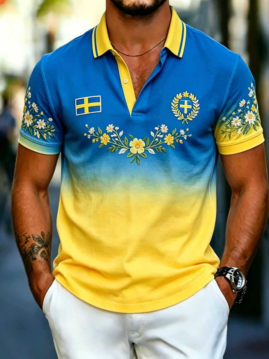 Polo décontracté rétro suédois Midsummer Gradient pour hommes
