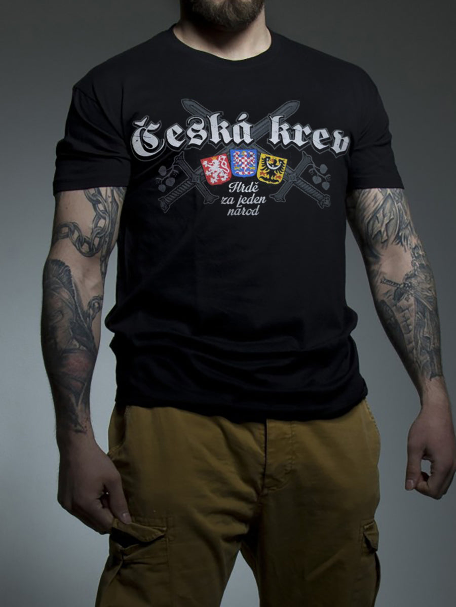 T-shirt manches courtes pour hommes à imprimé patriotique tchèque