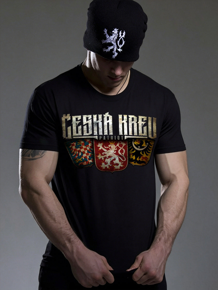 T-shirt manches courtes pour hommes à imprimé patriotique tchèque