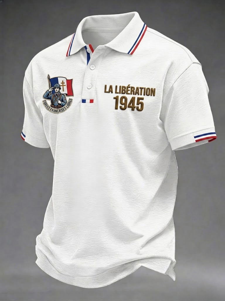 Chemise imprimée pour hommes, style français, LA LIBÉRATION 1945