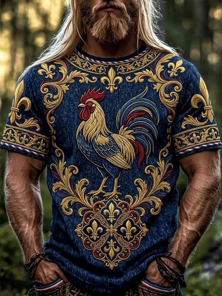 T-shirt à manches courtes pour hommes France Coq Gaulois