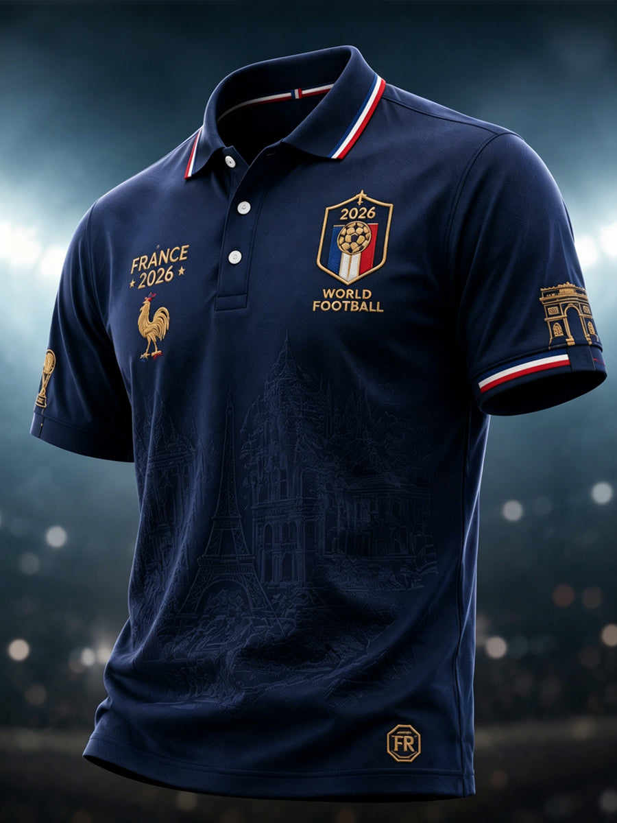 Polo décontracté rétro français 2026 pour les fans de football