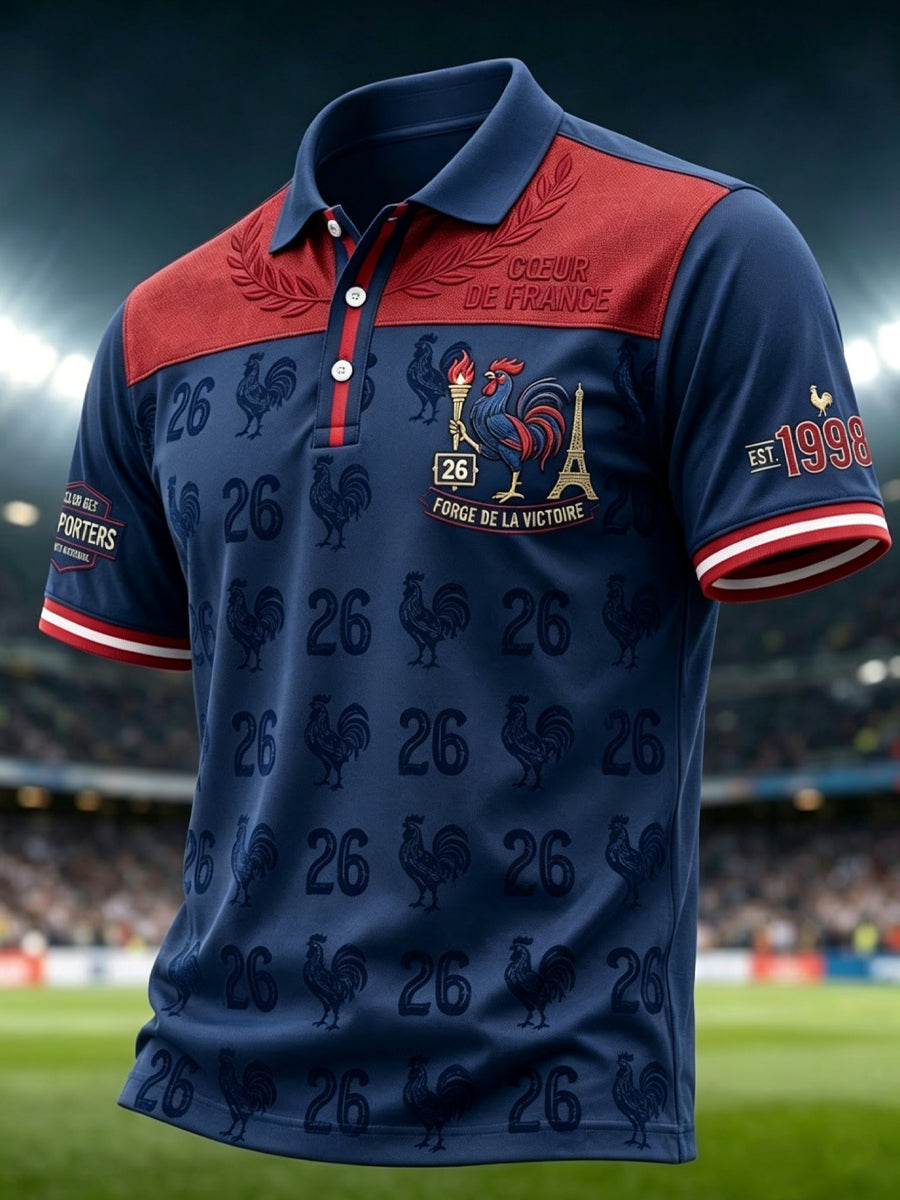 Polo décontracté rétro français 2026 soccer patchwork