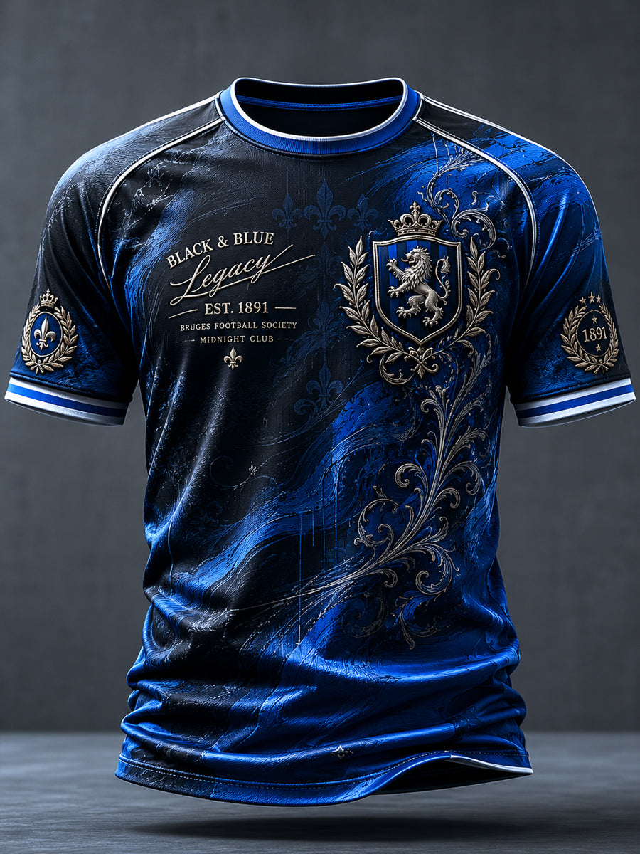 T-shirt décontracté à manches courtes imprimé pour amateur de football, club masculin du Cercle Bruges K.V.