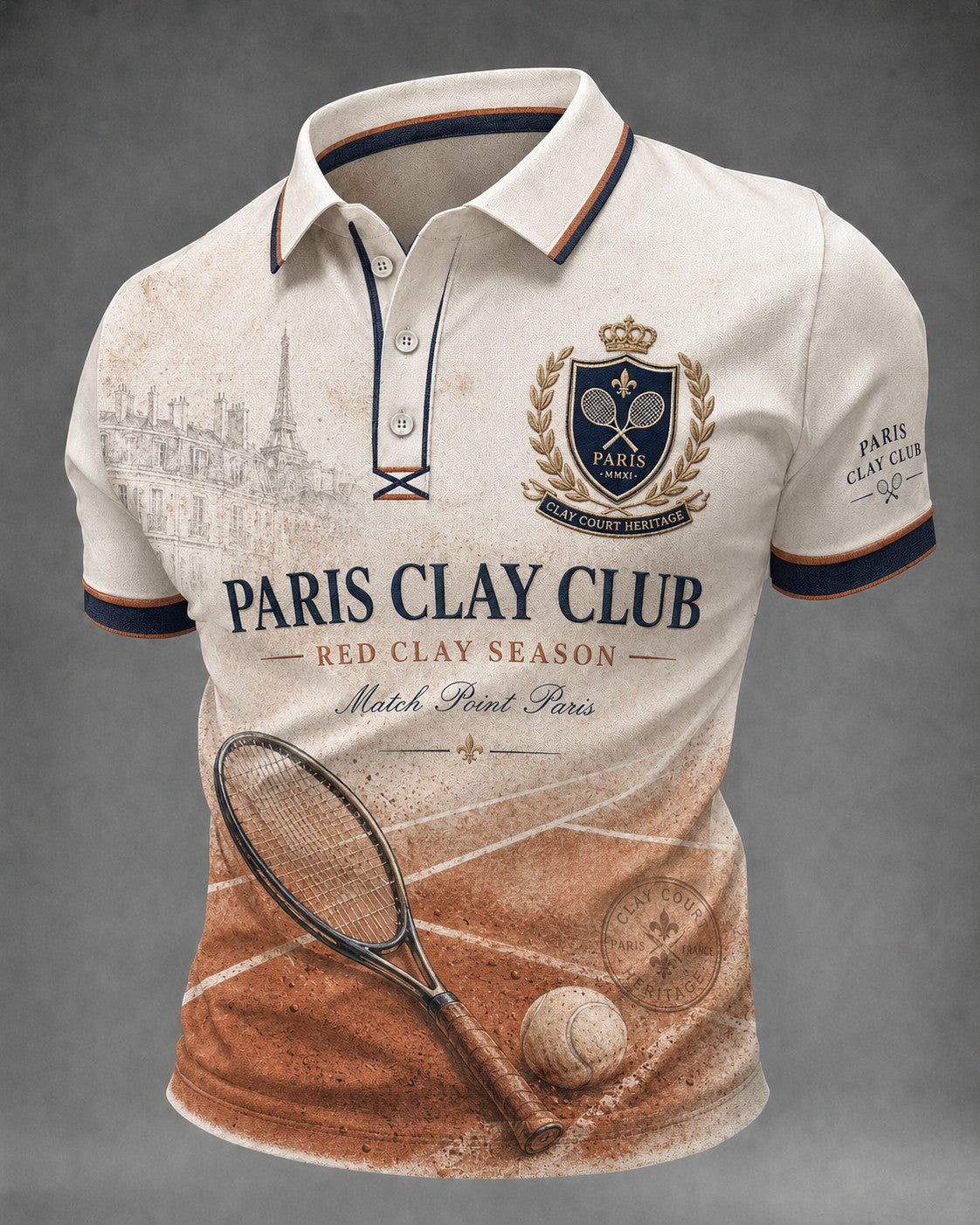 Chemise imprimée des Championnats internationaux de France de tennis masculins