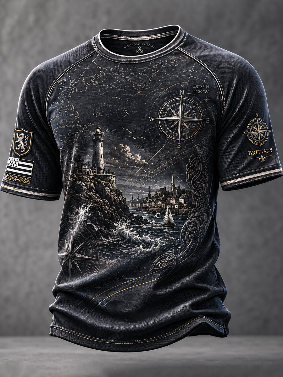 T-shirt décontracté à manches courtes pour homme, imprimé celtique de Bretagne, France