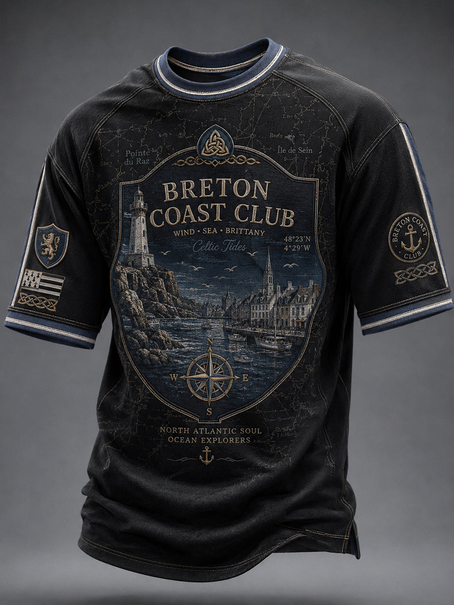 T-shirt décontracté à manches courtes pour homme, imprimé celtique de Bretagne, France