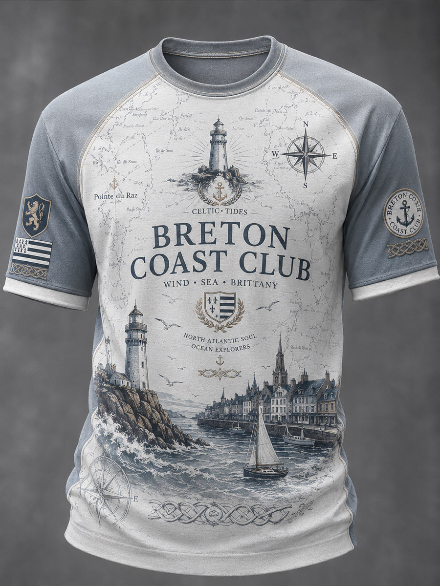 T-shirt décontracté à manches courtes pour homme, imprimé celtique de Bretagne, France