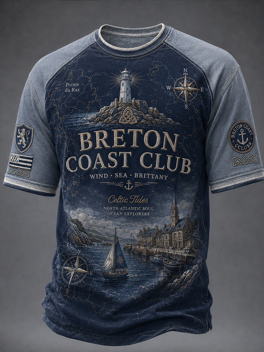 T-shirt décontracté à manches courtes pour homme, imprimé celtique de Bretagne, France