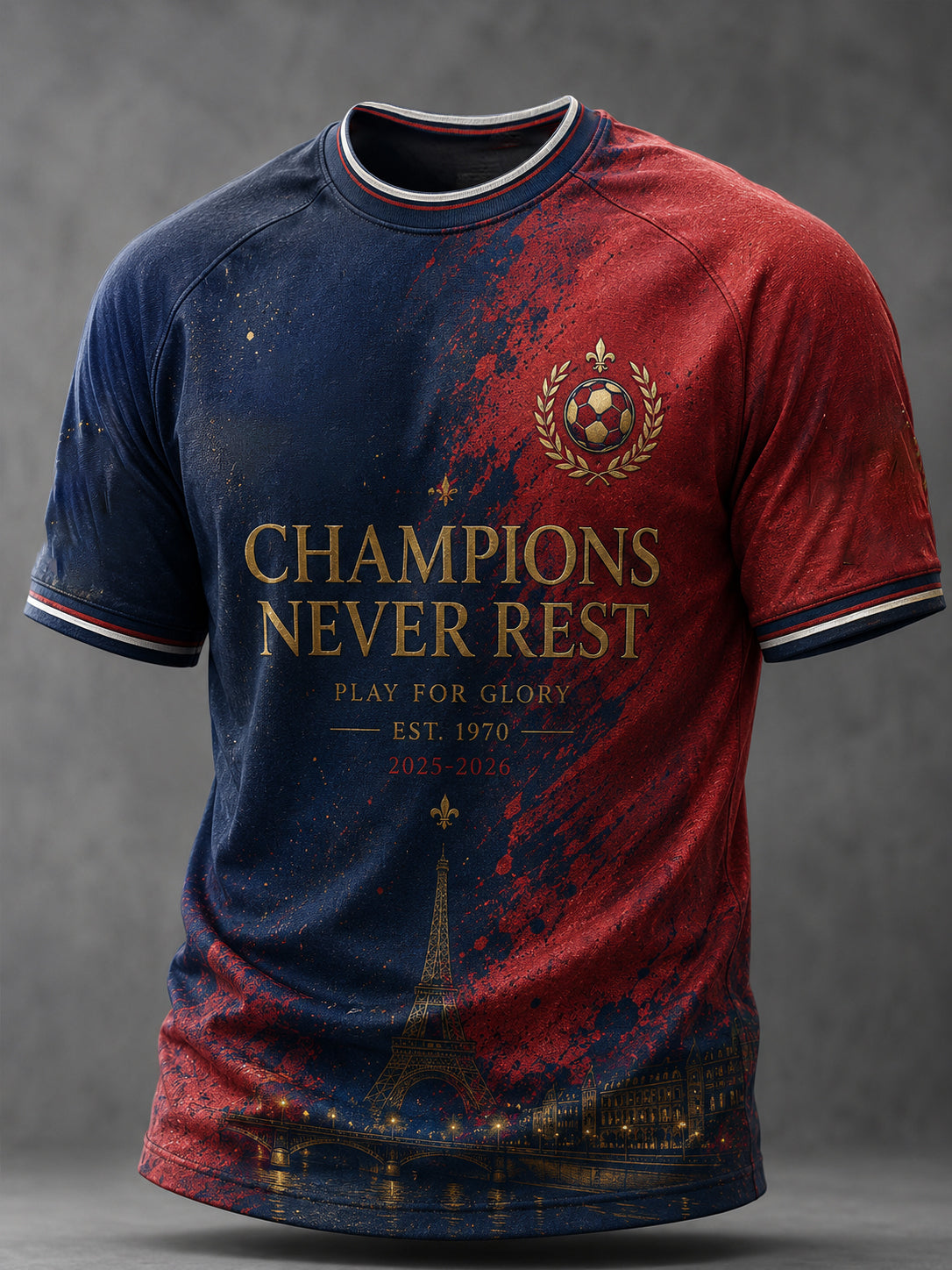 T-shirt décontracté à manches courtes Paris Football pour homme
