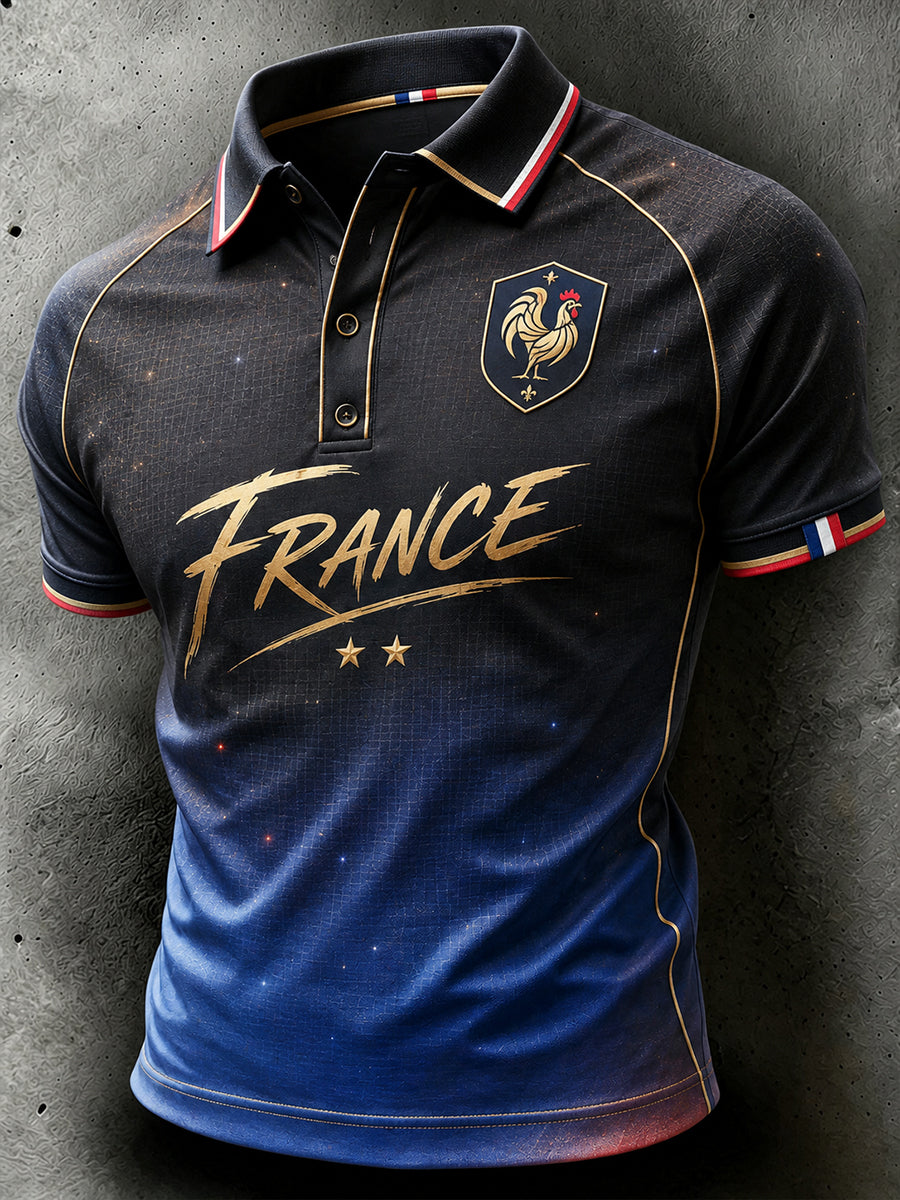 Polo imprimé artistique France Football pour homme