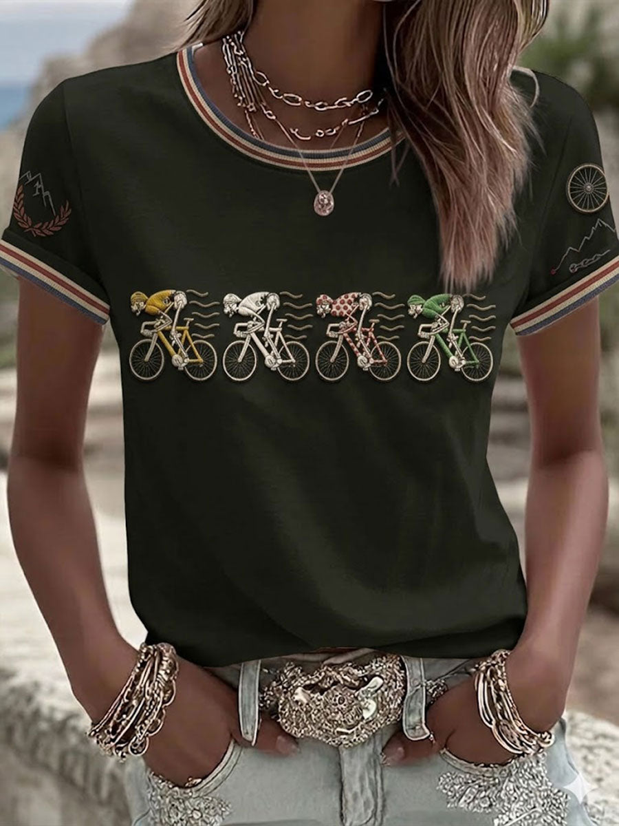 T-shirt à manches courtes Skeleton Bicycle Femme