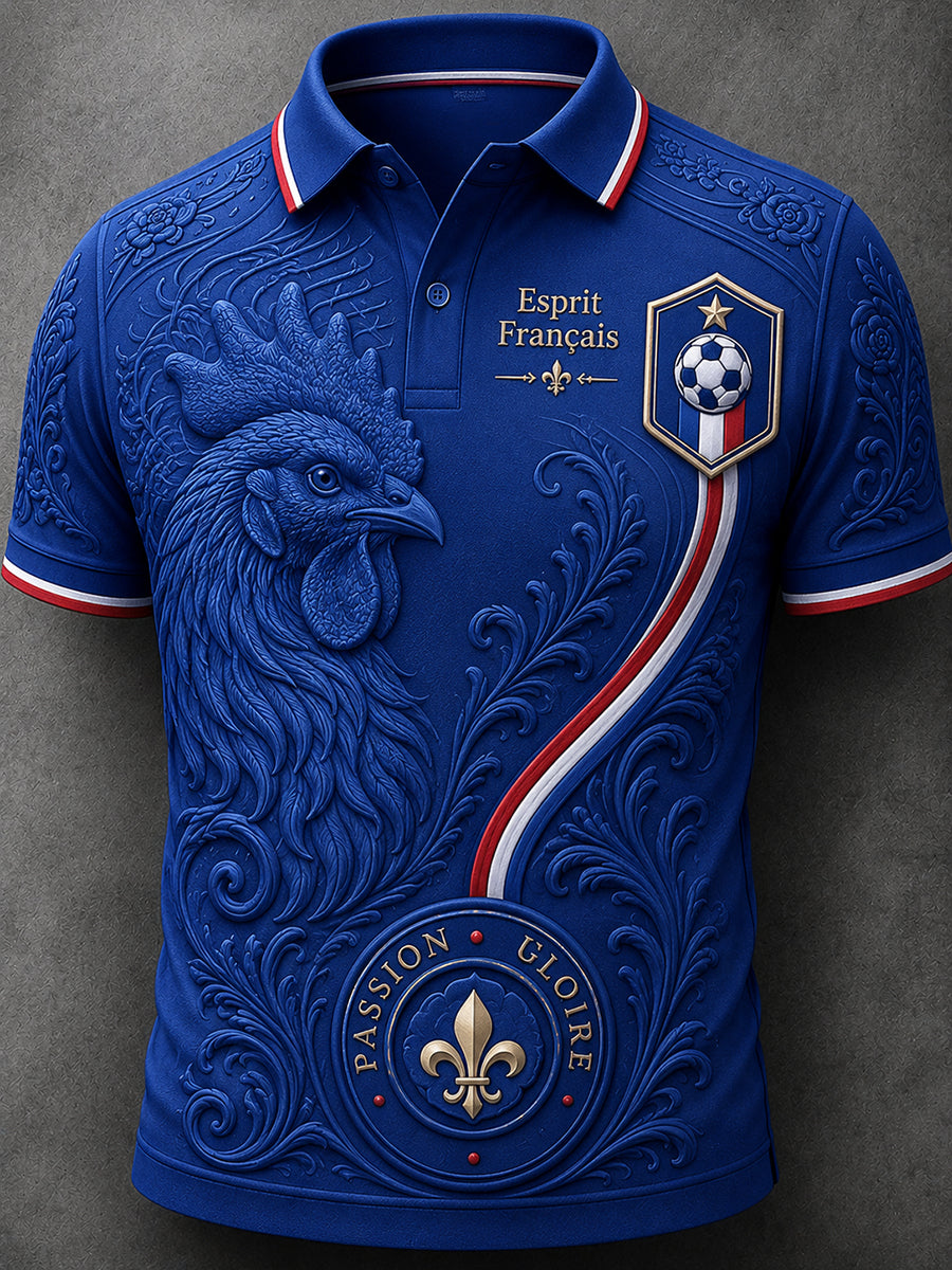 Chemise à imprimé pour fans de football français, modèle homme