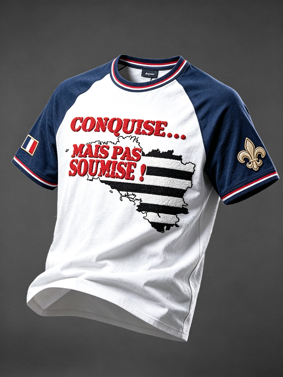 T-shirt décontracté à épaules dénudées imprimé drapeau français Bretagne pour homme