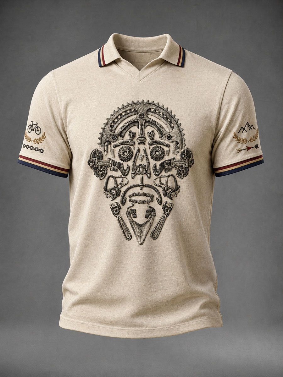 T-shirt à col en V Fun Bicycle Skeleton pour hommes