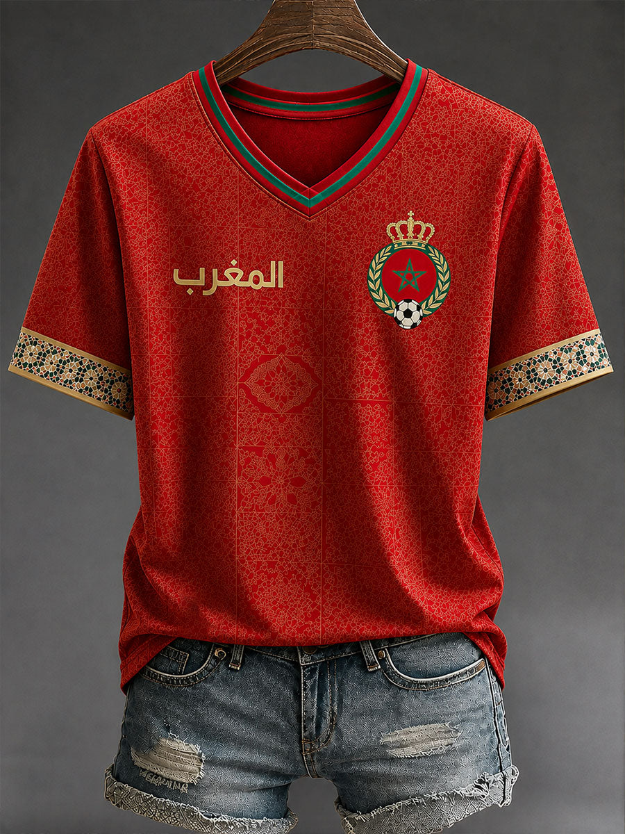 T-shirts de football 2026 pour femmes, Maroc