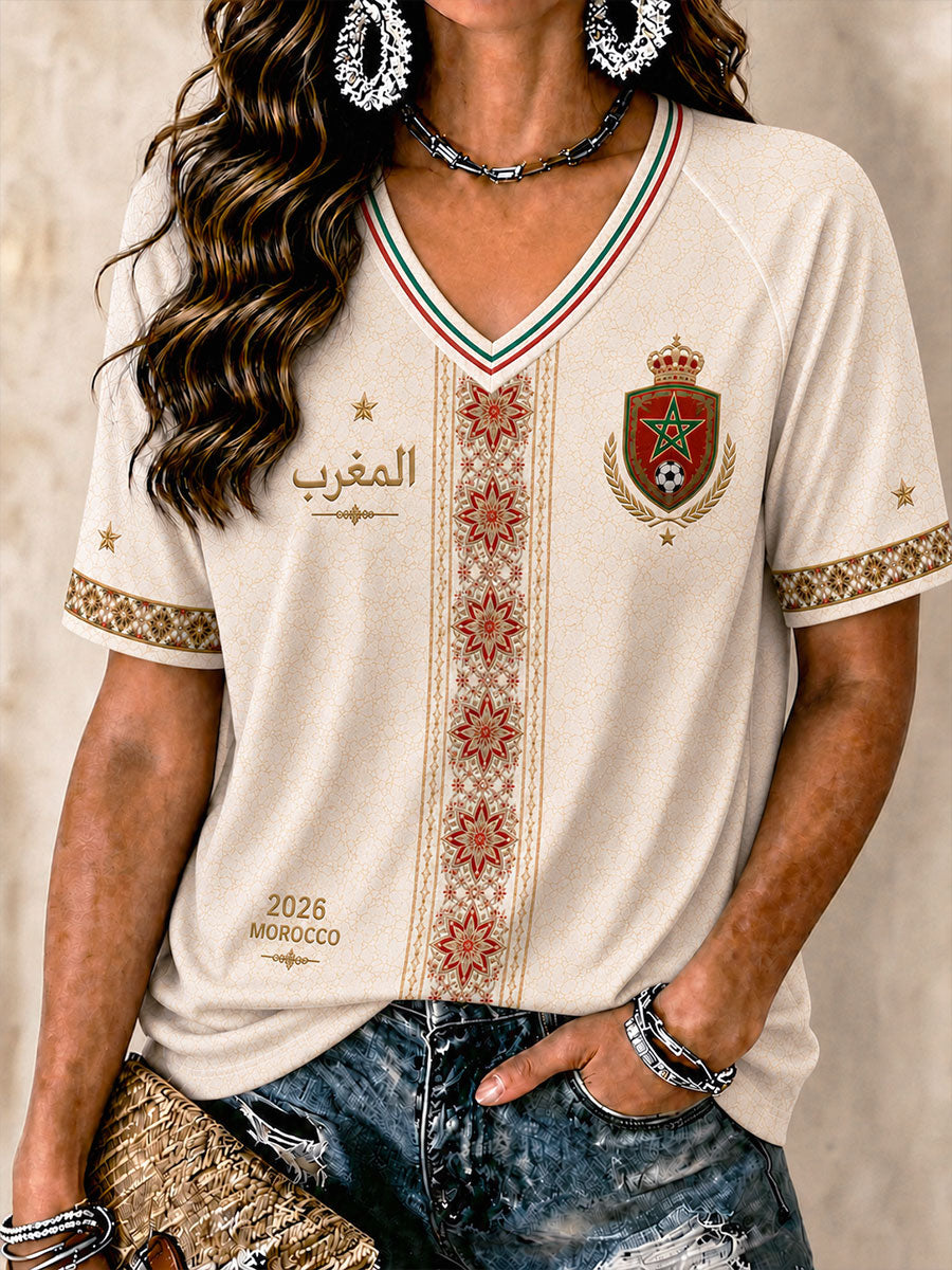 T-shirts de football 2026 pour femmes, Maroc