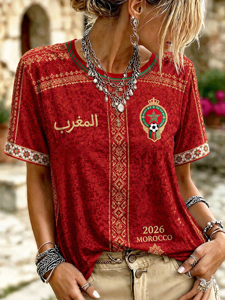 T-shirts de football 2026 pour femmes, Maroc