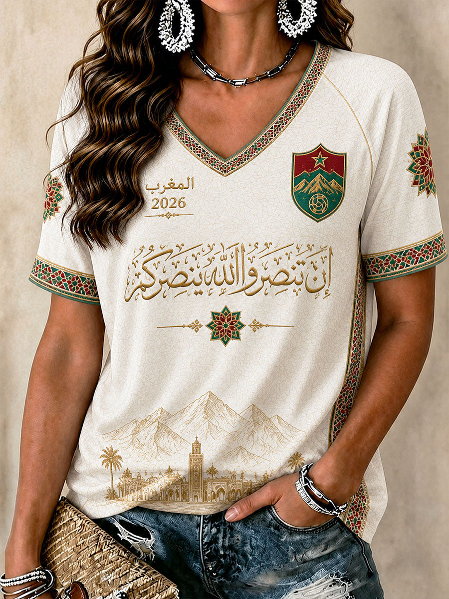 T-shirt de football 2026 du Maroc pour femmes