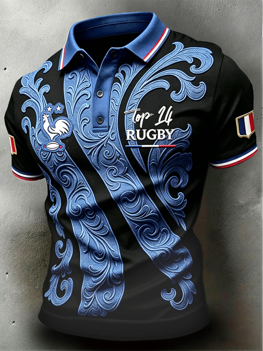 Polo décontracté homme French Top 14 Rugby «Coq»