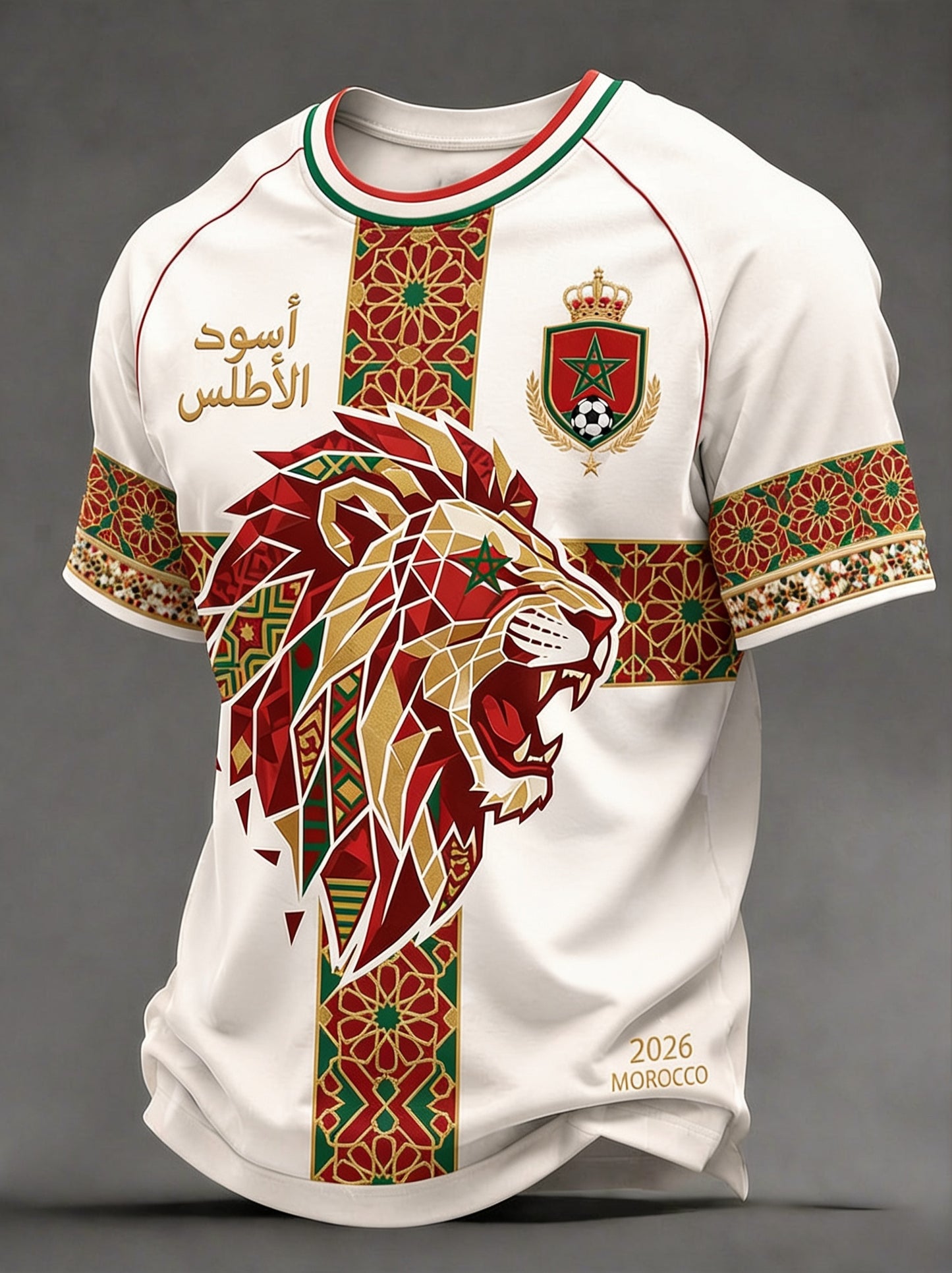 T-shirt imprimé occasionnel de fan du football marocain des hommes