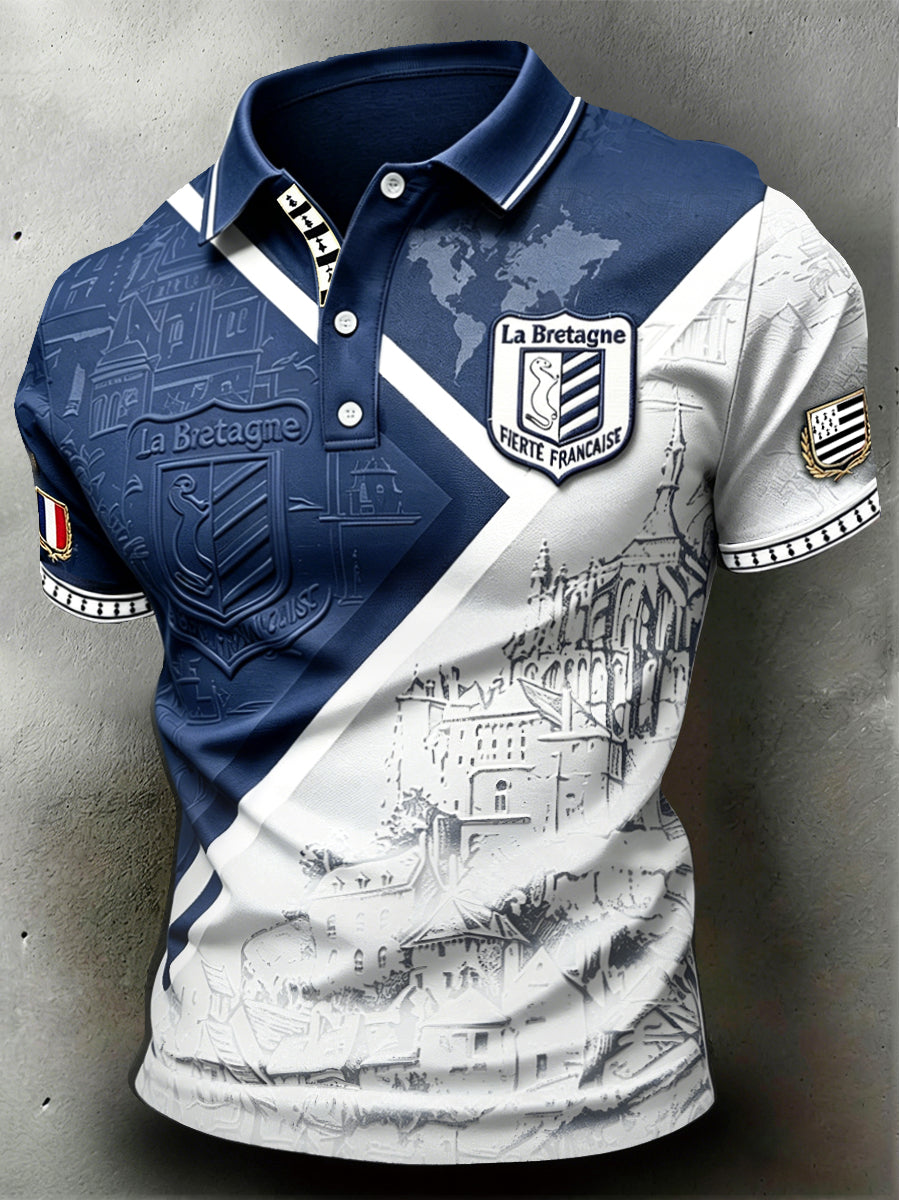 Polo homme de style professionnel à imprimé graffiti, Bretagne, France