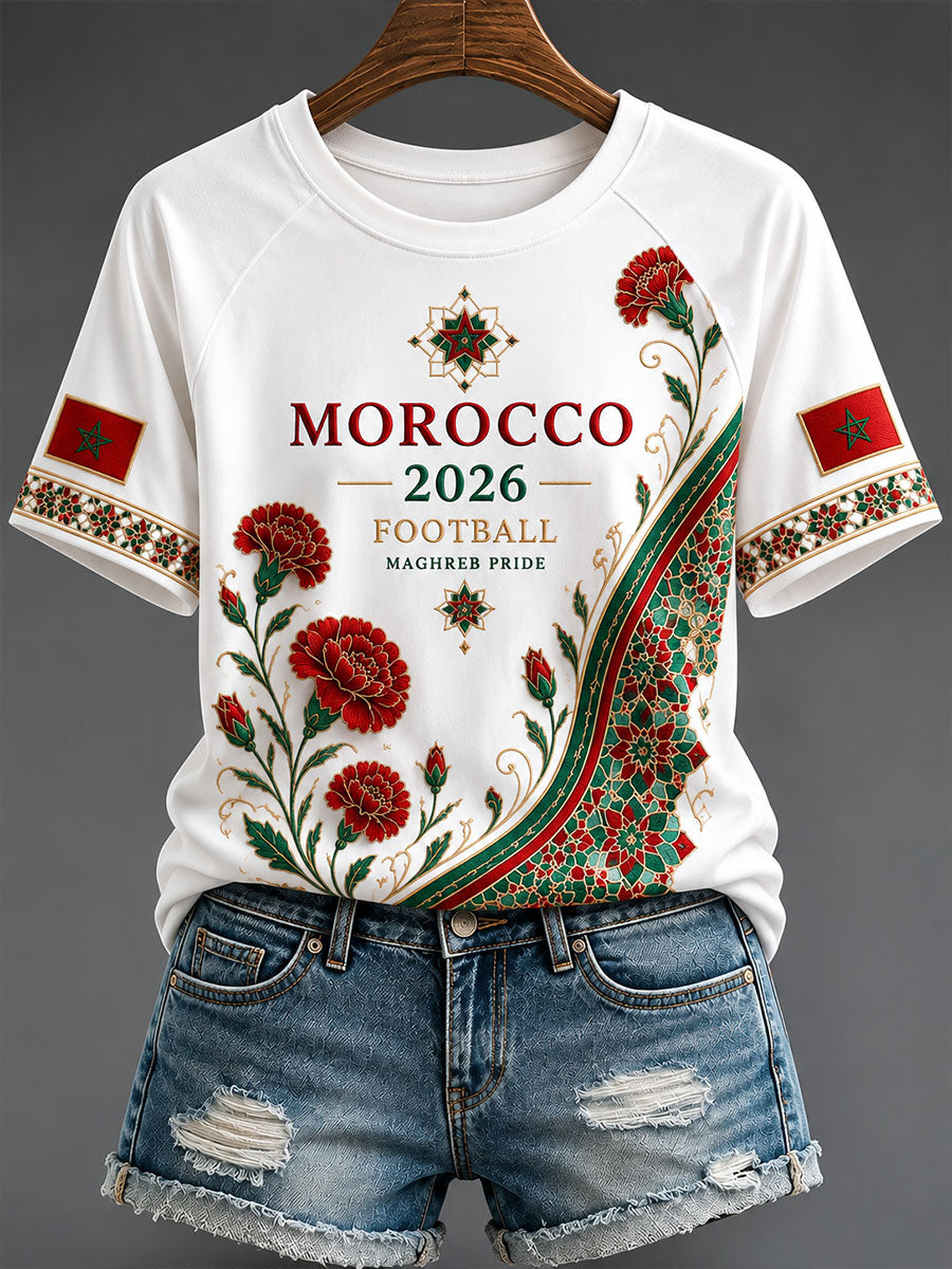 T-shirts de football 2026 pour femmes, Maroc